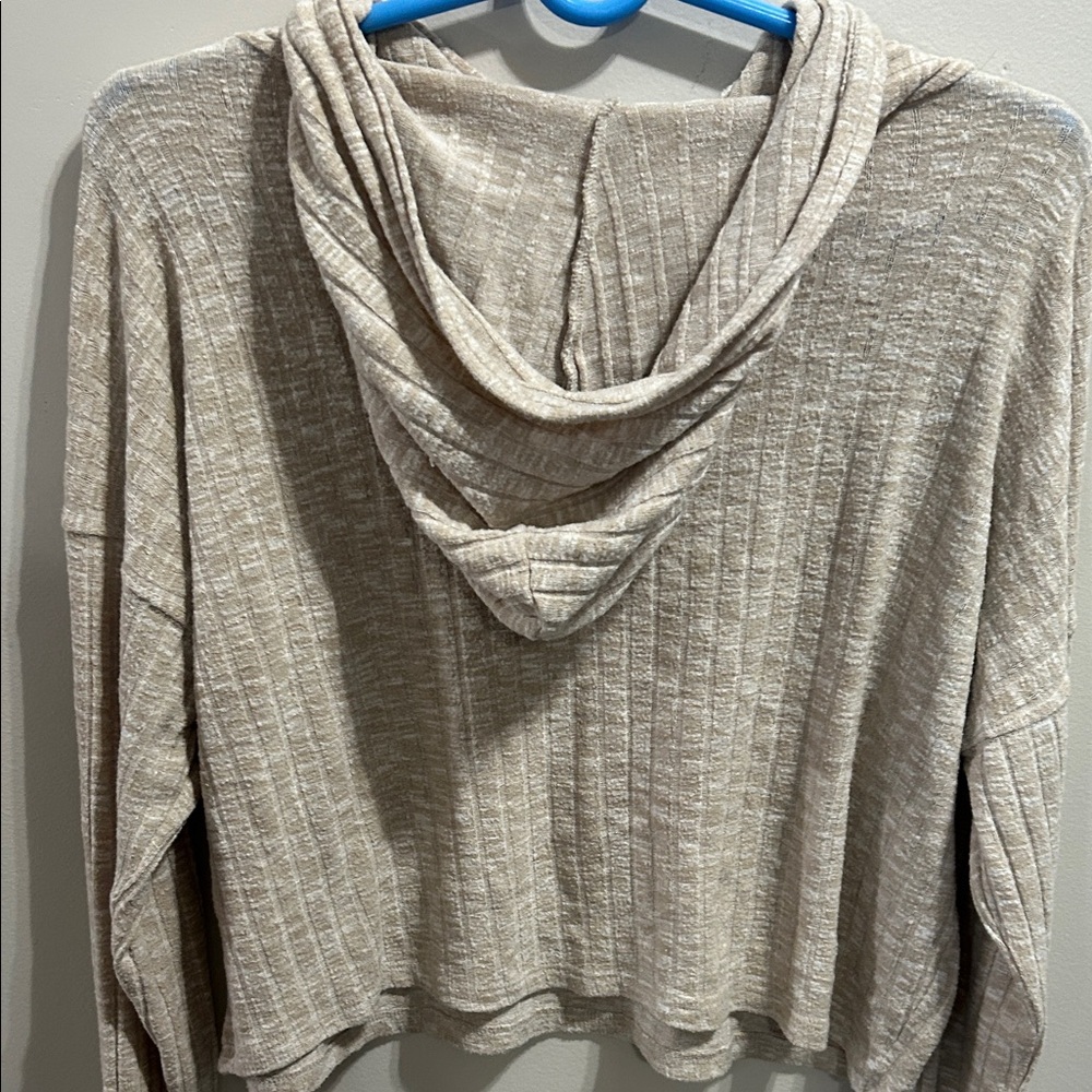 Cropped Top long sleeve Topshop Beige Ribbed Hoodie!! - Picture 5 of 7
